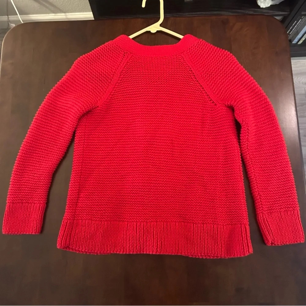 J. Crew Handknit Red Double Breasted Cardigan Chunky Sweater Women’s Size S